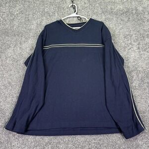 Colo Wear Sweater Mens Large Blue Striped V Neck Pullover Long Sleeve Casual